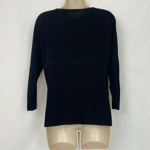 Halloween Sweater Womens Large Sweaterworks Sequin Haunted House Black Knit Top - Picture 5 of 10